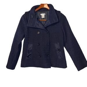 Patty Kim blue quilted funnel neck coat in size small